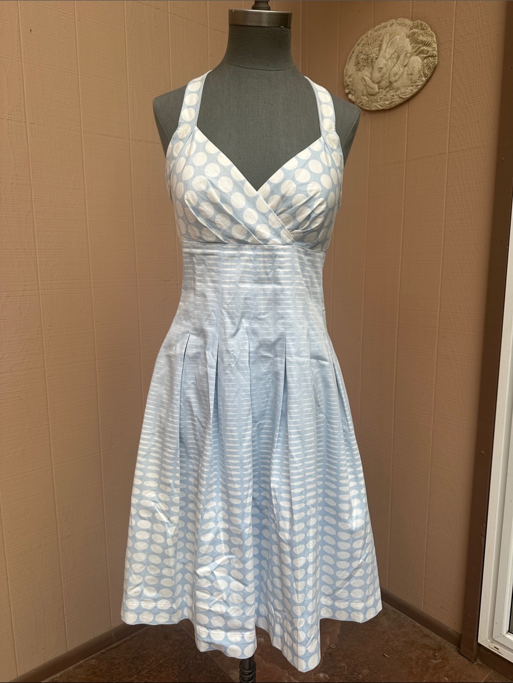 Calvin Klein Light Blue Polka Dot Halter Sundress - Women